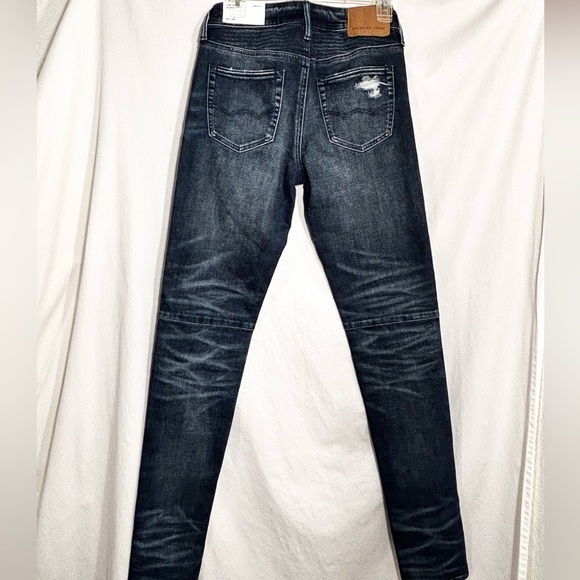 NEW MENS 30 X 38 AMERICAN EAGLE BLUE AIRFLEX+ DARKEN DESTROY SKINNY DENIM JEANS - Picture 8 of 9